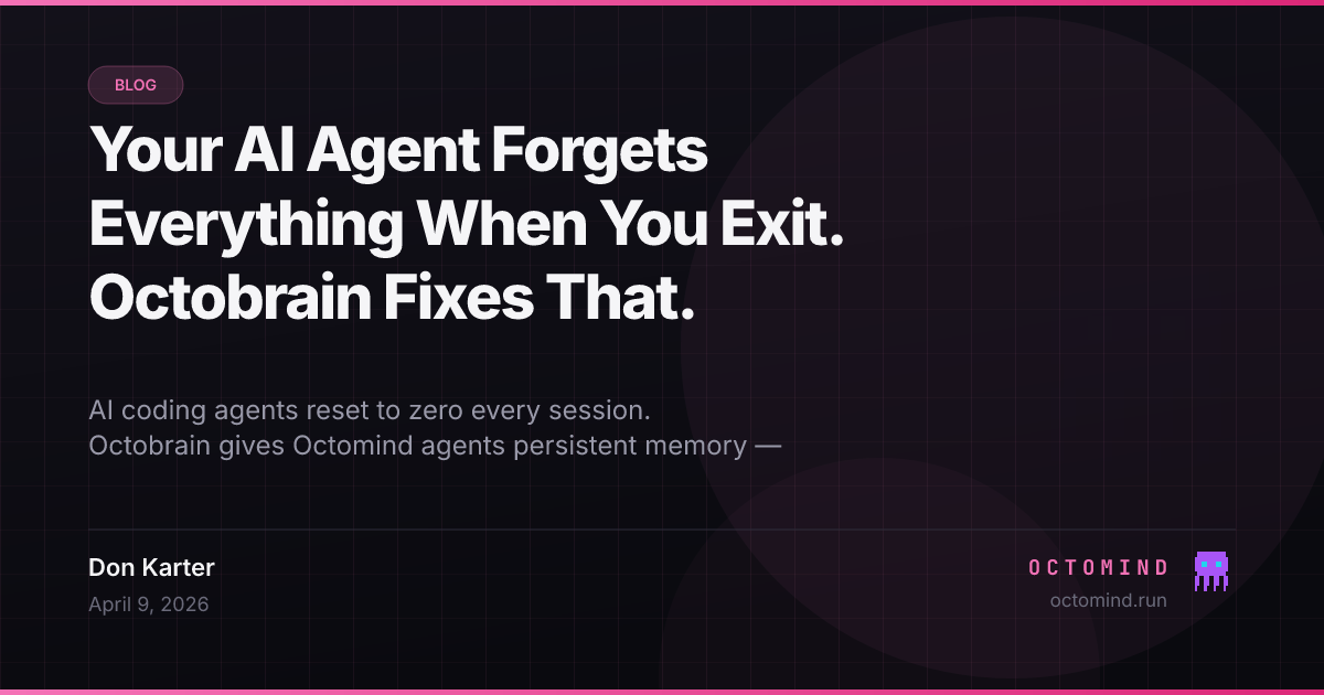 AI agent with persistent memory connecting sessions across time, showing continuity between coding sessions