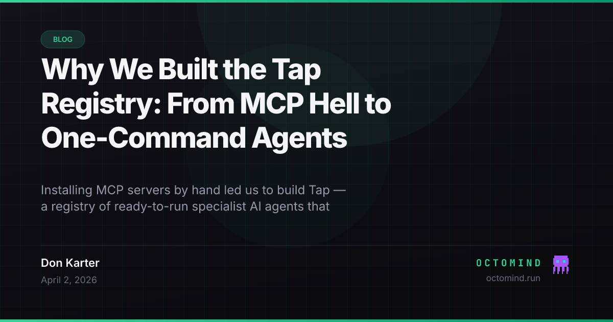 Tap Registry visualization showing ready-to-install agents with automatic dependency setup