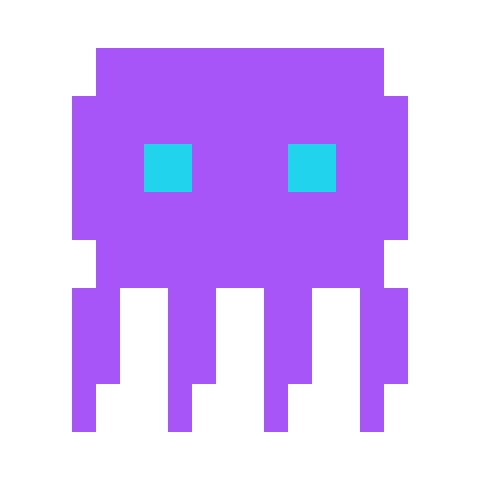 Animated Octomind icon — purple octopus with subtle eye movement and tentacle wave